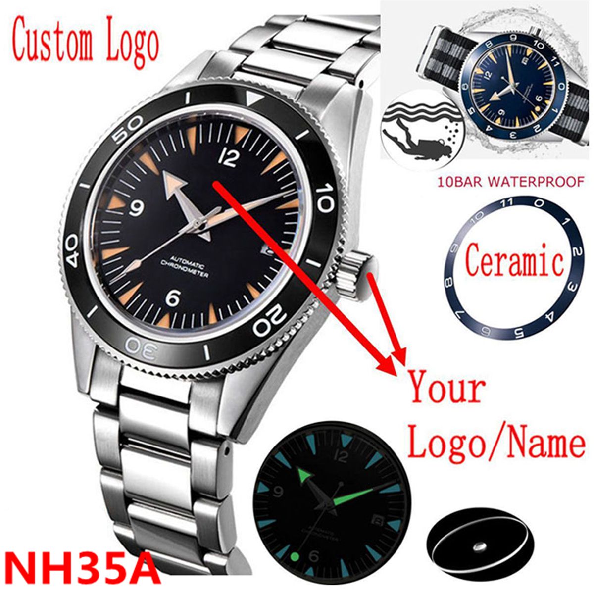 Custom Logo NH35 Movement Watc - Luxury Watch Market recension och pris