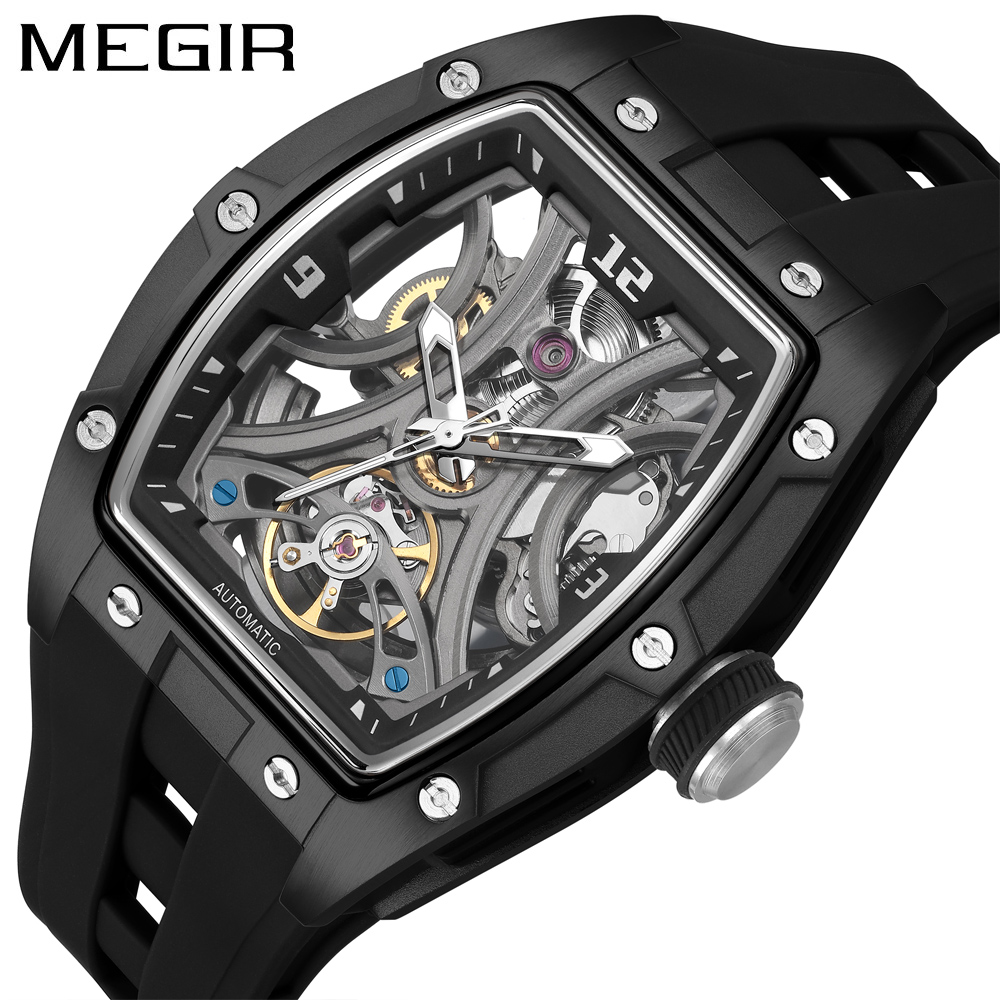 MEGIR 2245 Tonneau Skeleton Au - Tourbillon Movement Watch recension och pris