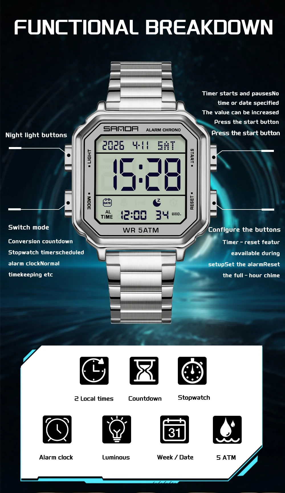 SANDA 6379 top-tier Fashion Me - Luxury Watch Tier recension och pris